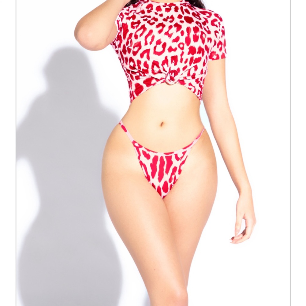 Red cheetah bikini